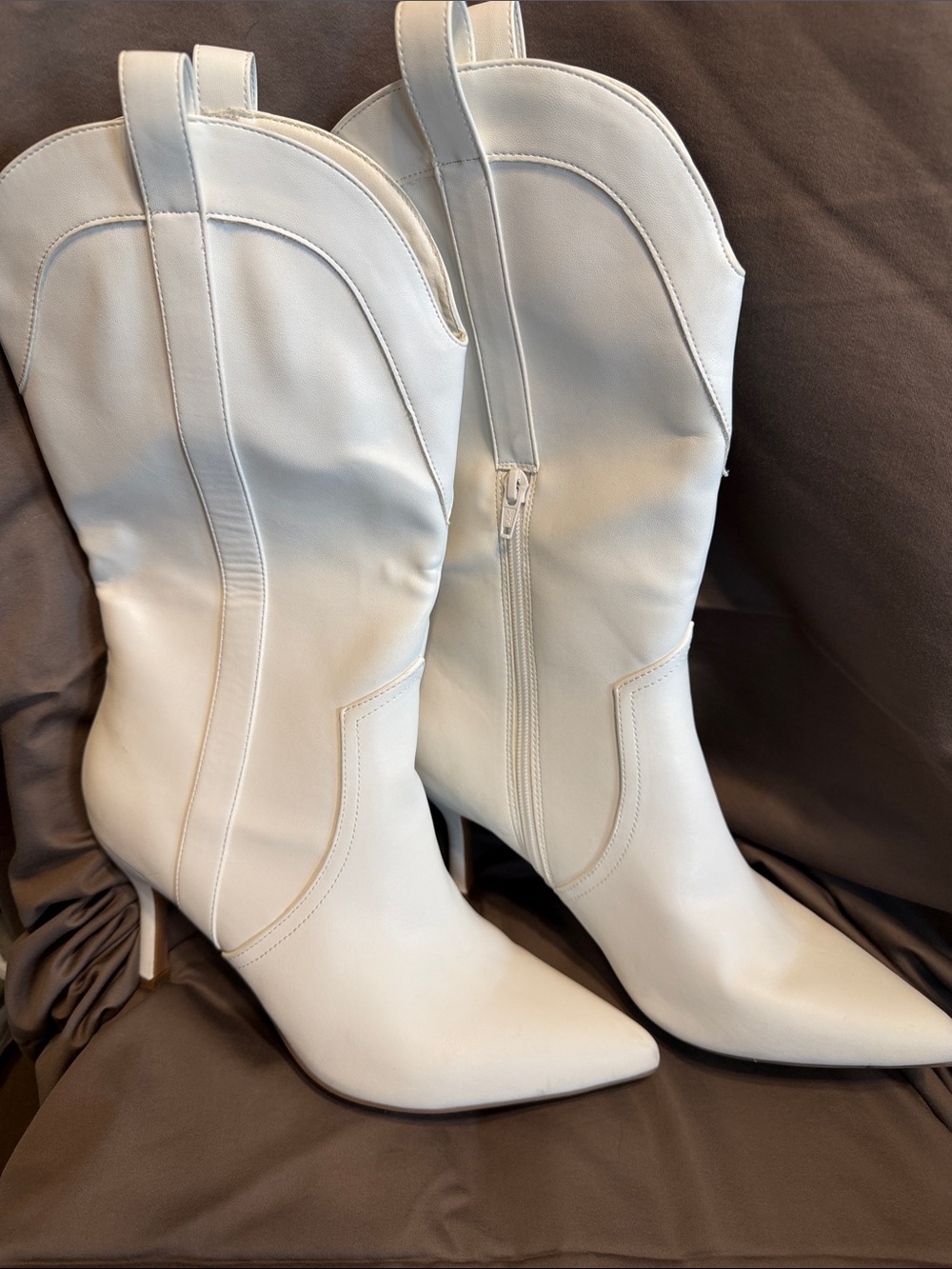 wild fable White Pointed-Toe Western Stiletto Boots
